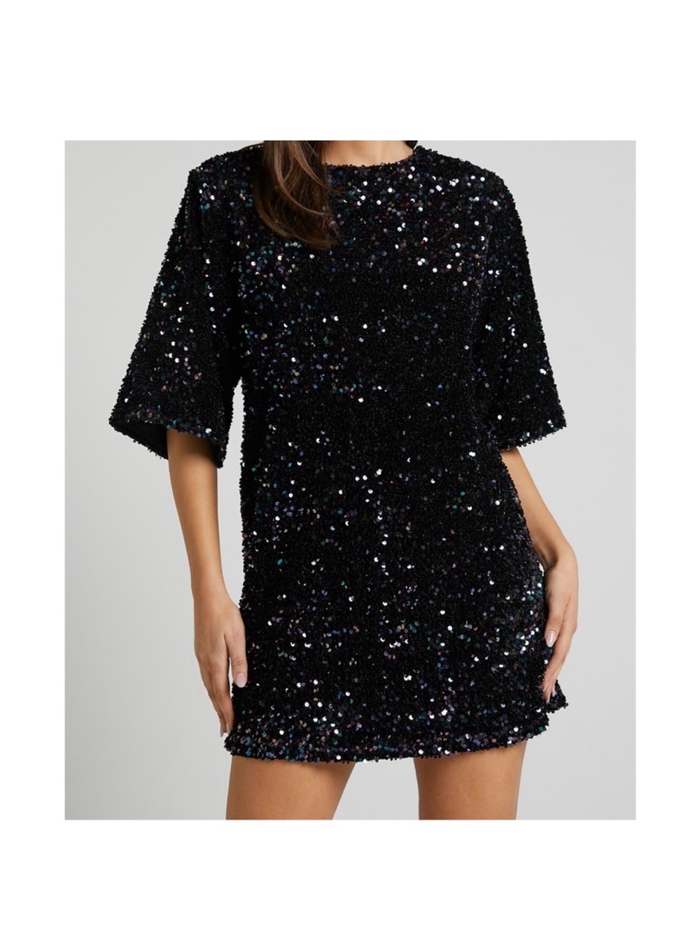 NWT- Showpo Black Sequin Shift Dress